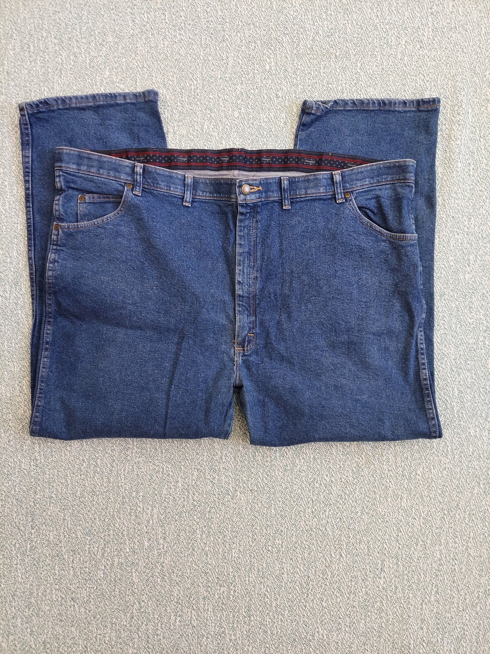 Wrangler BIG Men's Regular Fit Blue Syretch Denim Jeans, 50x30, Made In Mexico